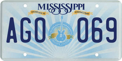 MS license plate AGO069