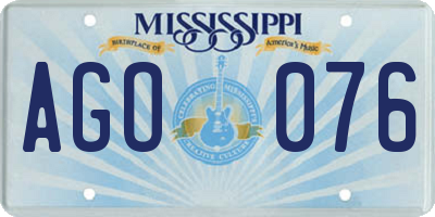 MS license plate AGO076