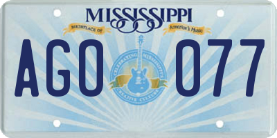MS license plate AGO077