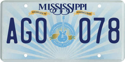 MS license plate AGO078