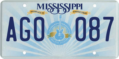 MS license plate AGO087