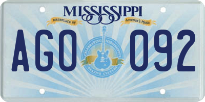 MS license plate AGO092