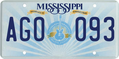 MS license plate AGO093