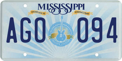 MS license plate AGO094