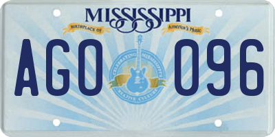 MS license plate AGO096