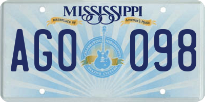 MS license plate AGO098