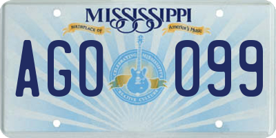 MS license plate AGO099