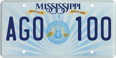 MS license plate AGO100