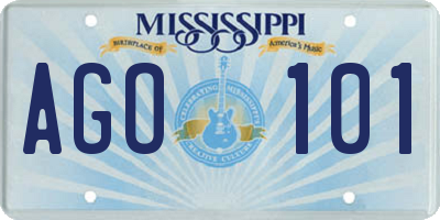 MS license plate AGO101