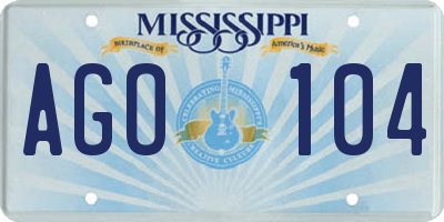 MS license plate AGO104