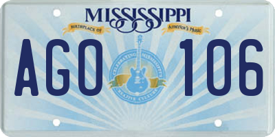 MS license plate AGO106
