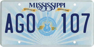 MS license plate AGO107