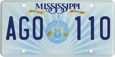 MS license plate AGO110
