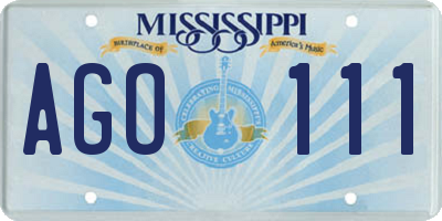 MS license plate AGO111