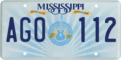 MS license plate AGO112