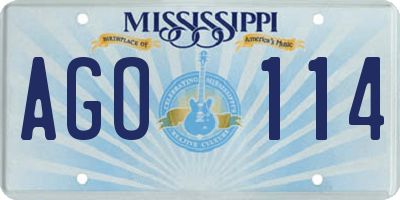 MS license plate AGO114