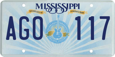 MS license plate AGO117