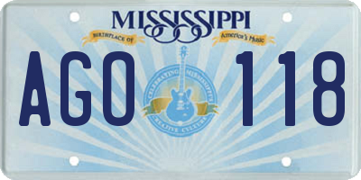 MS license plate AGO118