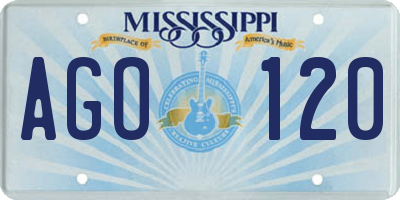 MS license plate AGO120