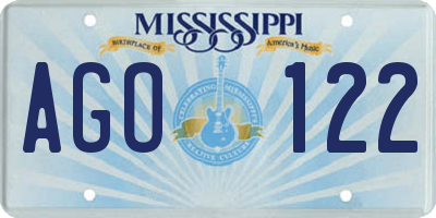 MS license plate AGO122