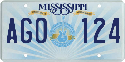 MS license plate AGO124