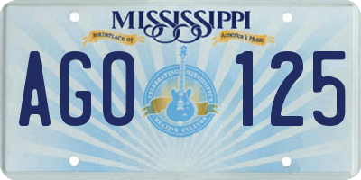 MS license plate AGO125