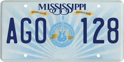 MS license plate AGO128
