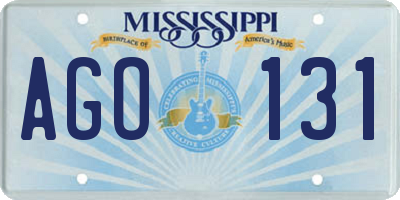 MS license plate AGO131