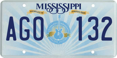 MS license plate AGO132
