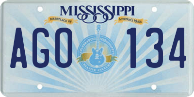 MS license plate AGO134