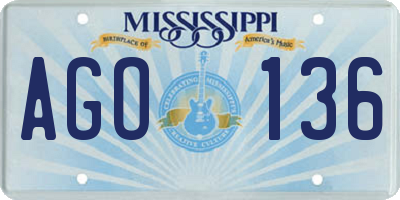 MS license plate AGO136