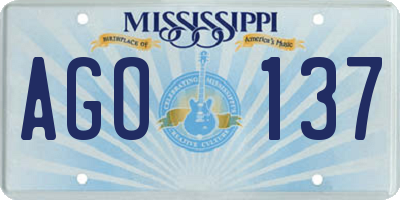 MS license plate AGO137
