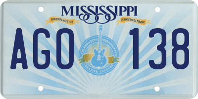 MS license plate AGO138
