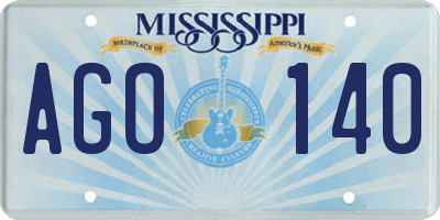 MS license plate AGO140