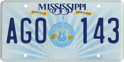MS license plate AGO143