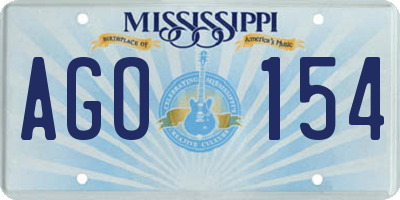 MS license plate AGO154