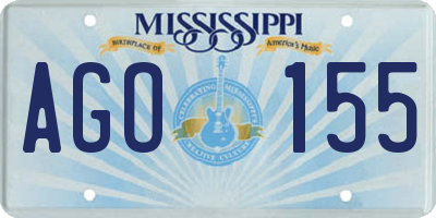 MS license plate AGO155