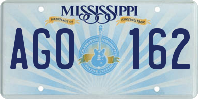 MS license plate AGO162