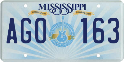 MS license plate AGO163