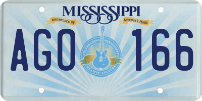 MS license plate AGO166