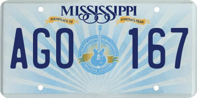 MS license plate AGO167