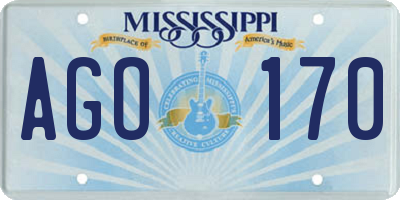 MS license plate AGO170