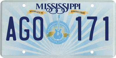 MS license plate AGO171