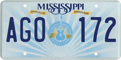 MS license plate AGO172