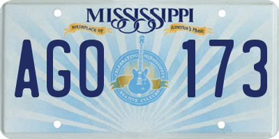 MS license plate AGO173