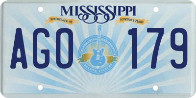 MS license plate AGO179