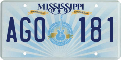 MS license plate AGO181