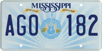 MS license plate AGO182