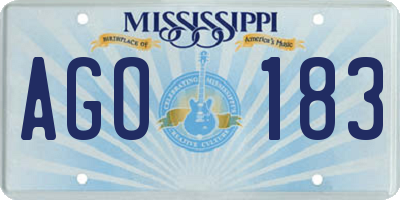 MS license plate AGO183