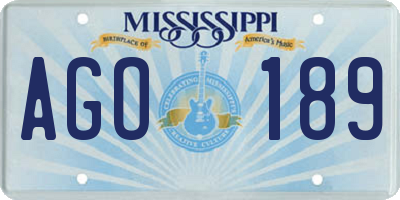 MS license plate AGO189